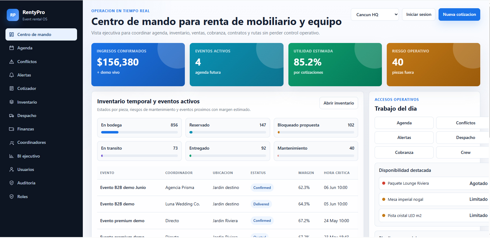 Centro de mando RentyPro